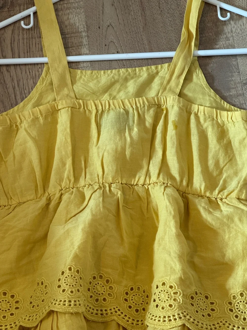 Old Navy Yellow Eyelet Tiered Dress Girls Size L 10-12 NWT